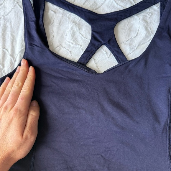 Lululemon Athletica Navy Tank Top Criss Cross Back Built in Bra - Picture 4 of 9